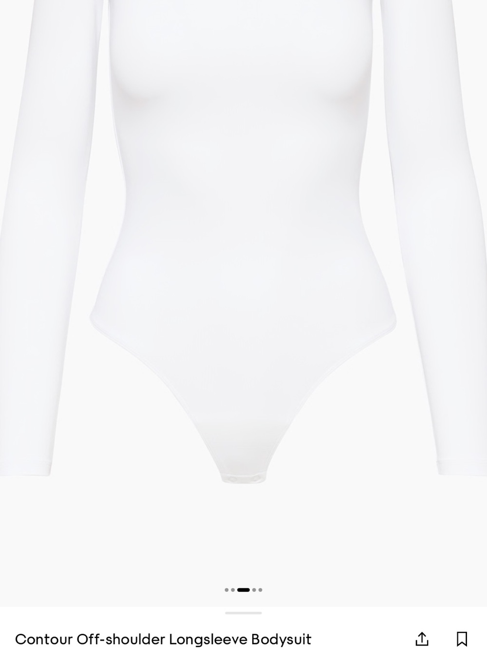 Aritzia White Off-Shoulder Long Sleeve Contour Bodysuit